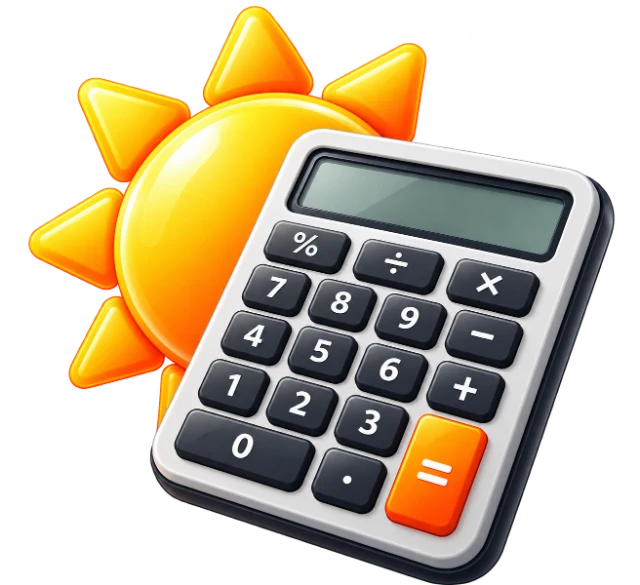 Ilustração da Calculadora Solar Básica: calculadora com sol