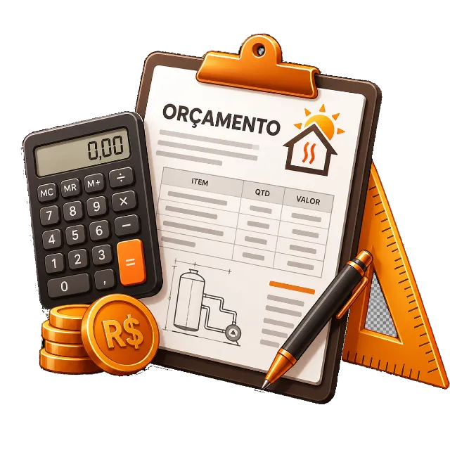 Ilustração do CRM: prancheta de orçamento com calculadora
